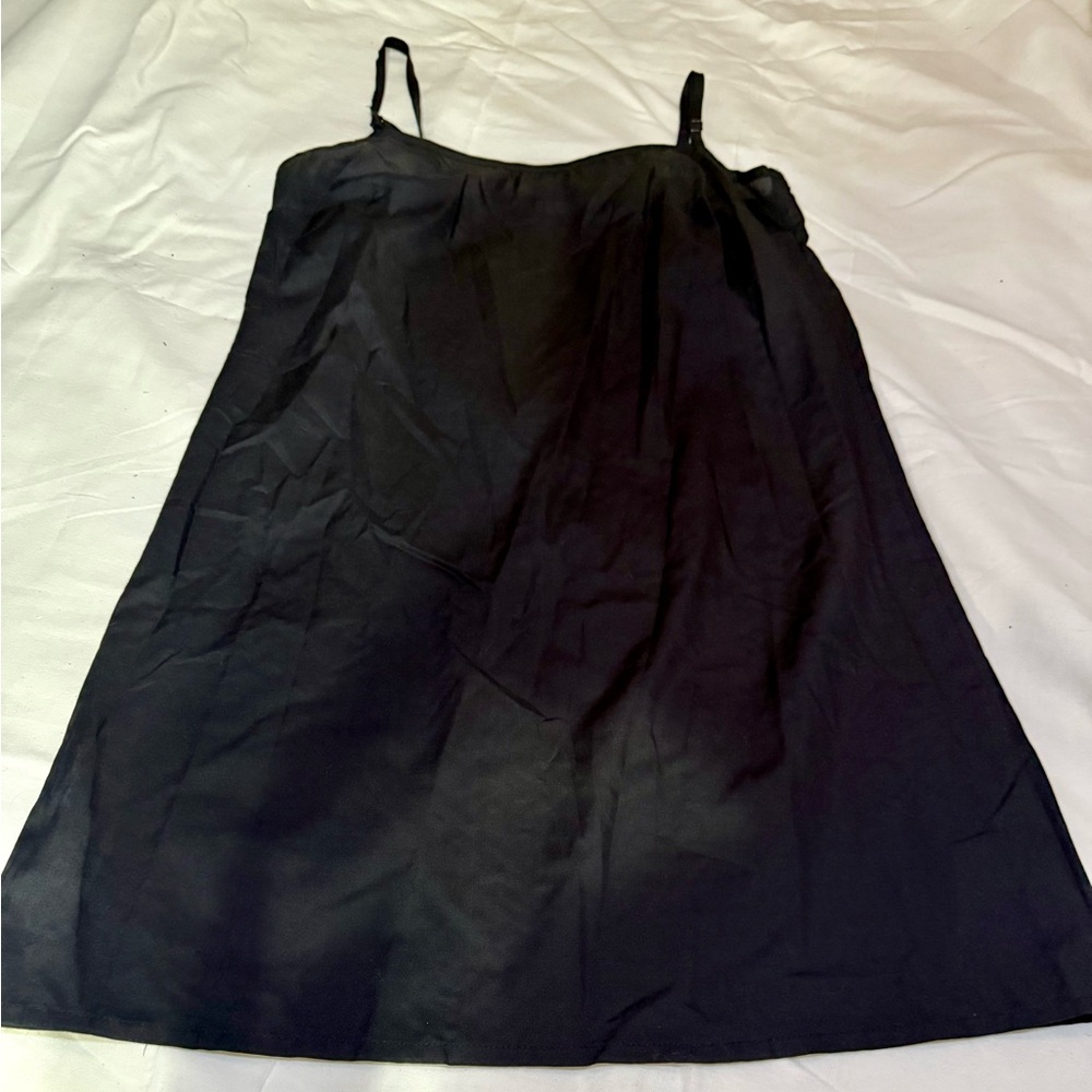 MNG Mango Black Slip Dress M Minimalist Lingerie Style Spaghetti Strap,linen